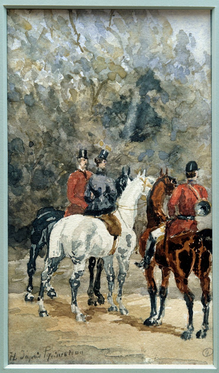 Spotkanie jeźdźców myśliwskich w akwareli – Henri de Toulouse Lautrec (1864-1901) 1878 Albi. Musee Toulouse Lautrec autorstwa Henri de Toulouse Lautrec