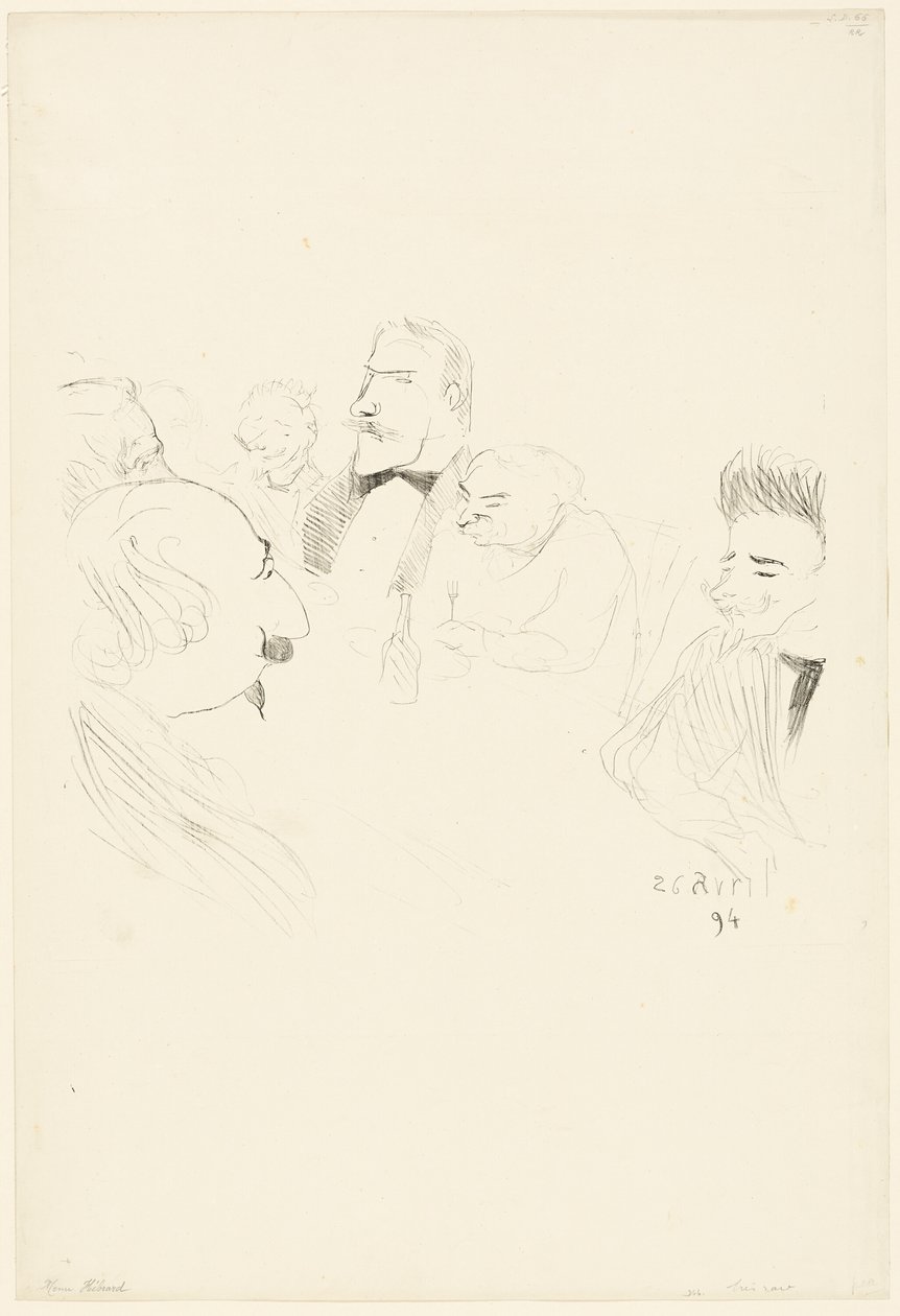 Karta menu dla Adriena Hébrard autorstwa Henri de Toulouse Lautrec