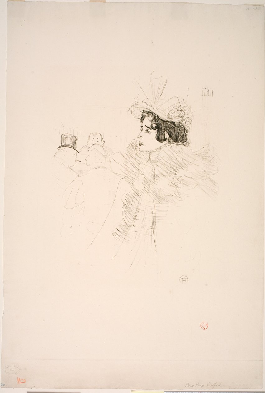 Miss May Belfort au Irish American Bar, Rue Royale autorstwa Henri de Toulouse Lautrec