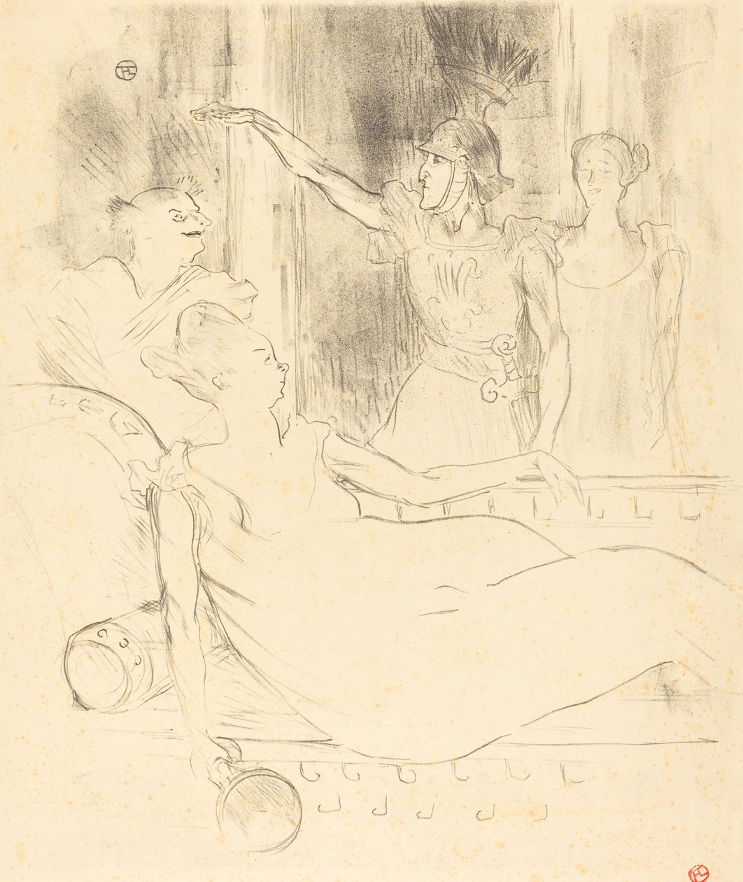Pani Simon-Girard, Brasseur i Guy w "La belle Helene" autorstwa Henri de Toulouse Lautrec