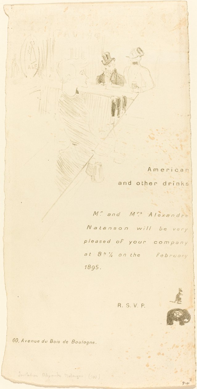 Zaproszenie pana i pani Alexandre Natanson, 1895. autorstwa Henri de Toulouse Lautrec