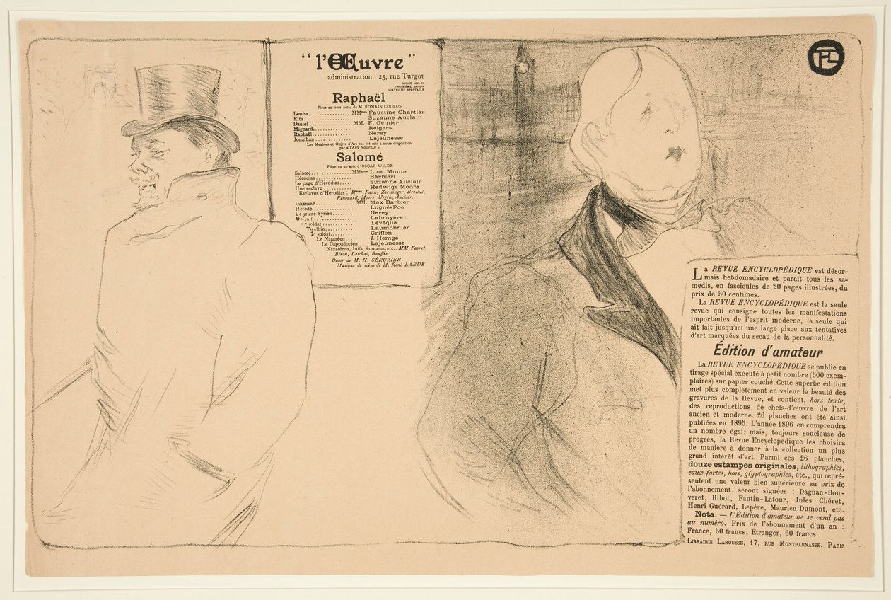 Oscar Wilde i Romain Coolus (Oscar Wilde i Romain Coolus) autorstwa Henri de Toulouse Lautrec