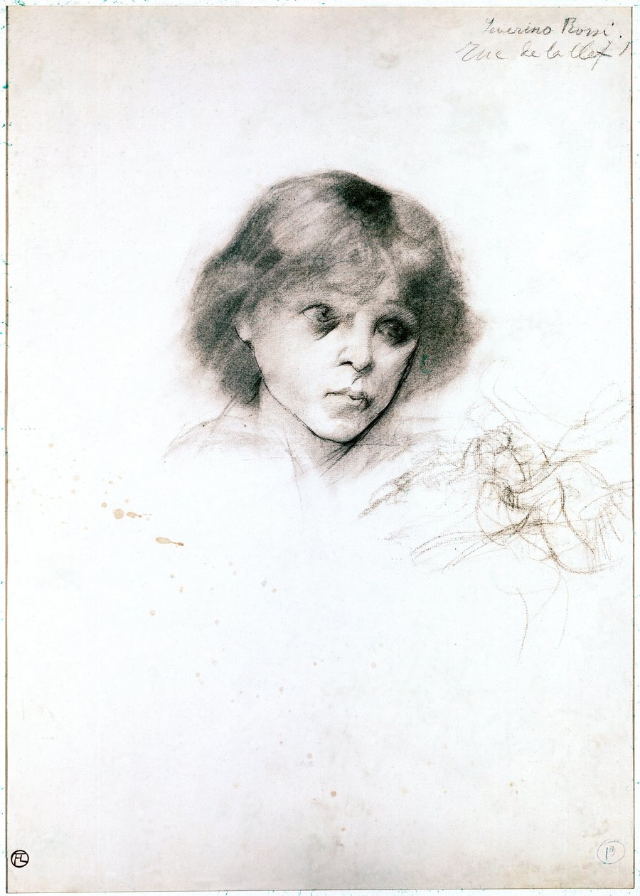 Portret Severina Rossiego. 1883 (węgiel na białym papierze) autorstwa Henri de Toulouse Lautrec