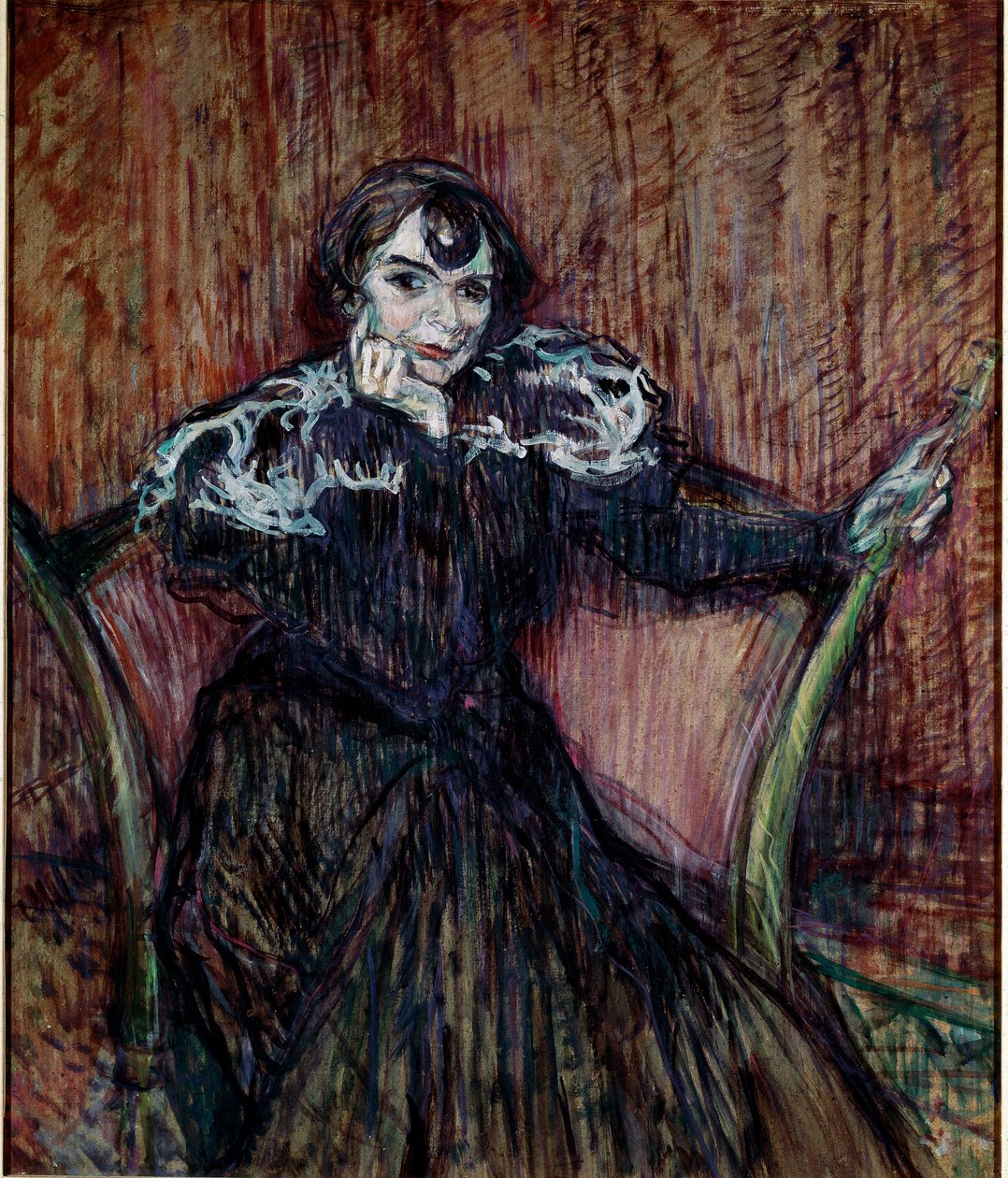 Portret aktorki Berthe Bady. Obraz Henri de Toulouse-Lautrec (Toulouse Lautrec autorstwa Henri de Toulouse Lautrec