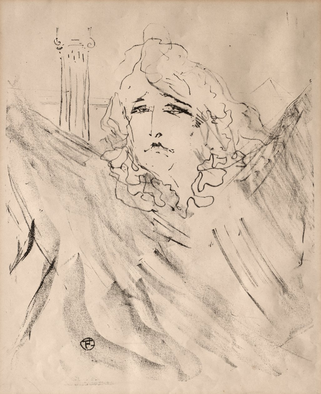 Portrety aktorów i aktorek: Trzynaście litografii: Sarah Bernhardt autorstwa Henri de Toulouse Lautrec