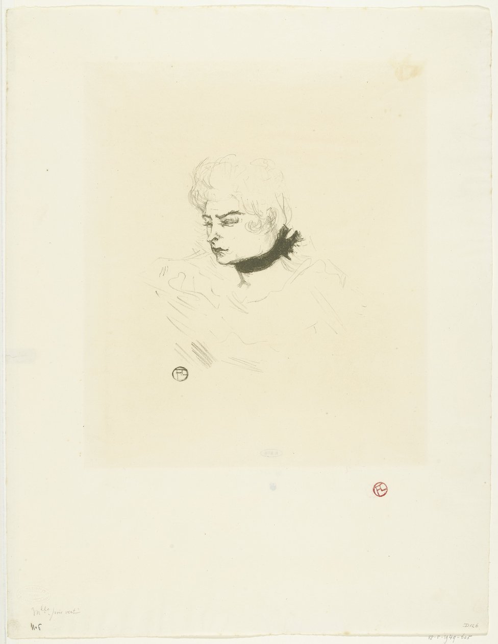 Portret Mademoiselle Green Dots Pani zielone kropki autorstwa Henri de Toulouse Lautrec