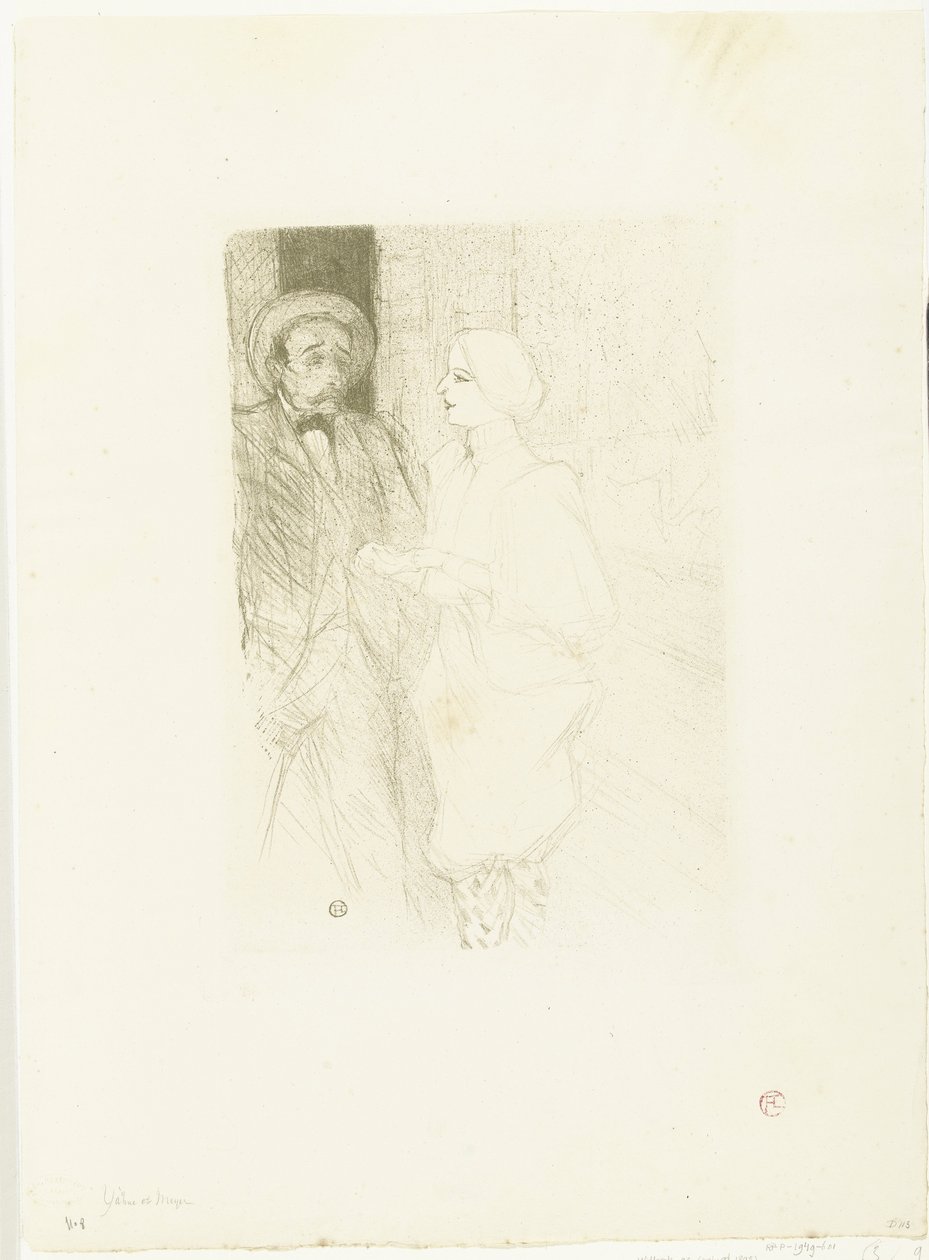 Portret van aktorów Léonie Yahne w Henri Mayer w toneelstuk Wiek Trudny Yahne i Mayer w trudnym wieku autorstwa Henri de Toulouse Lautrec