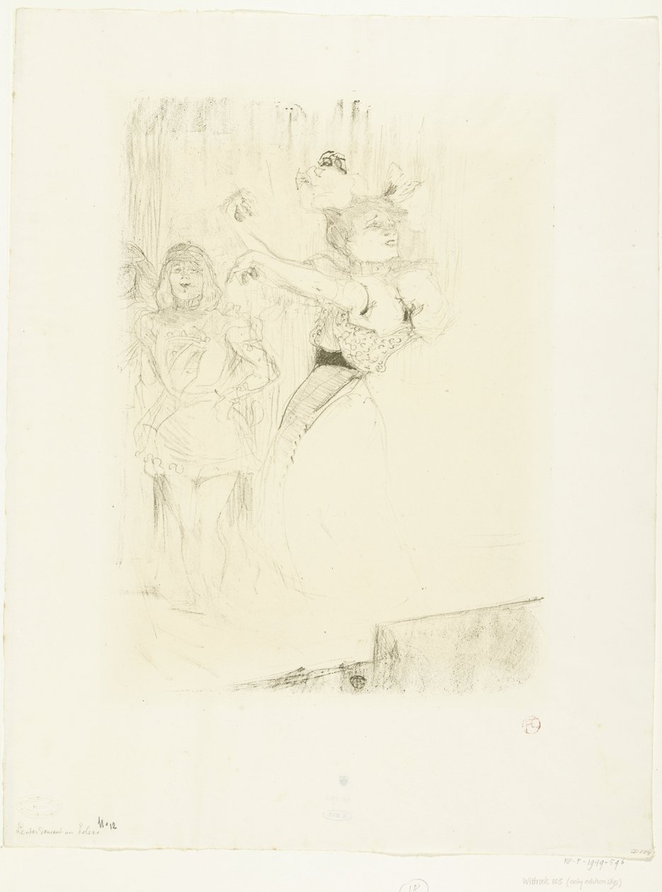 Portret aktorki Marcelle Lender tańczącej bolero w operze Chilpéric Pożyczkodawca dansant le pas de bolero autorstwa Henri de Toulouse Lautrec