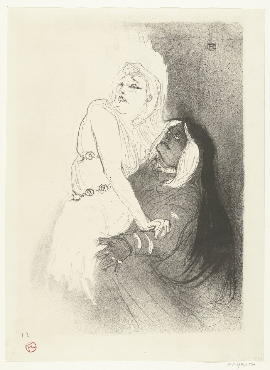 Portret van aktorki Sarah Bernhardt w toneelstuk Fedre (Fedra) W okresie renesansu. Sarah Bernhardt w Fedrai autorstwa Henri de Toulouse Lautrec