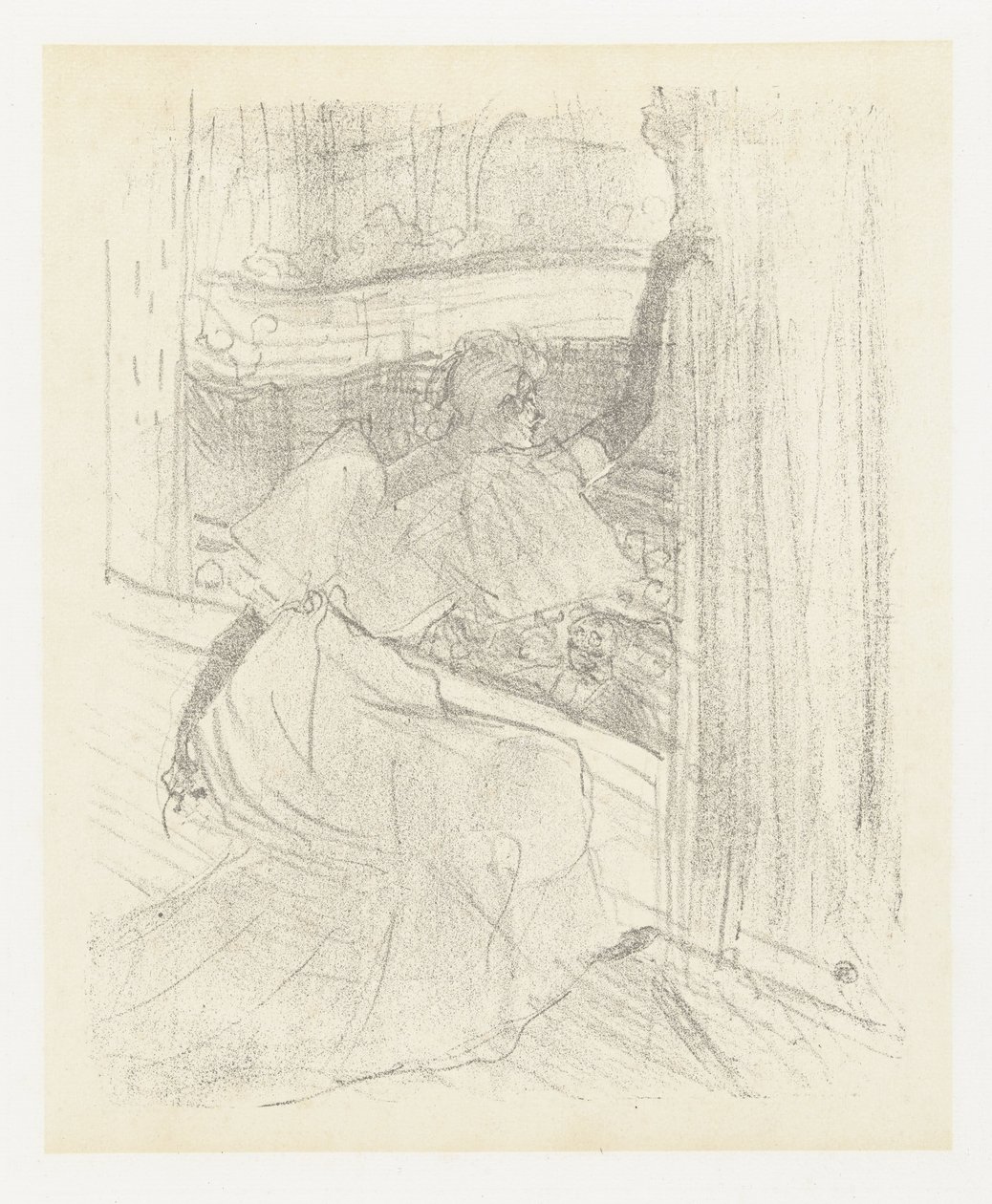 Portret van aktorka Yvette Guilbert buigend voor het publishingk Yvette Guilbert wita publiczność Yvette Guilbert: seria angielska (tytuł serii) autorstwa Henri de Toulouse Lautrec