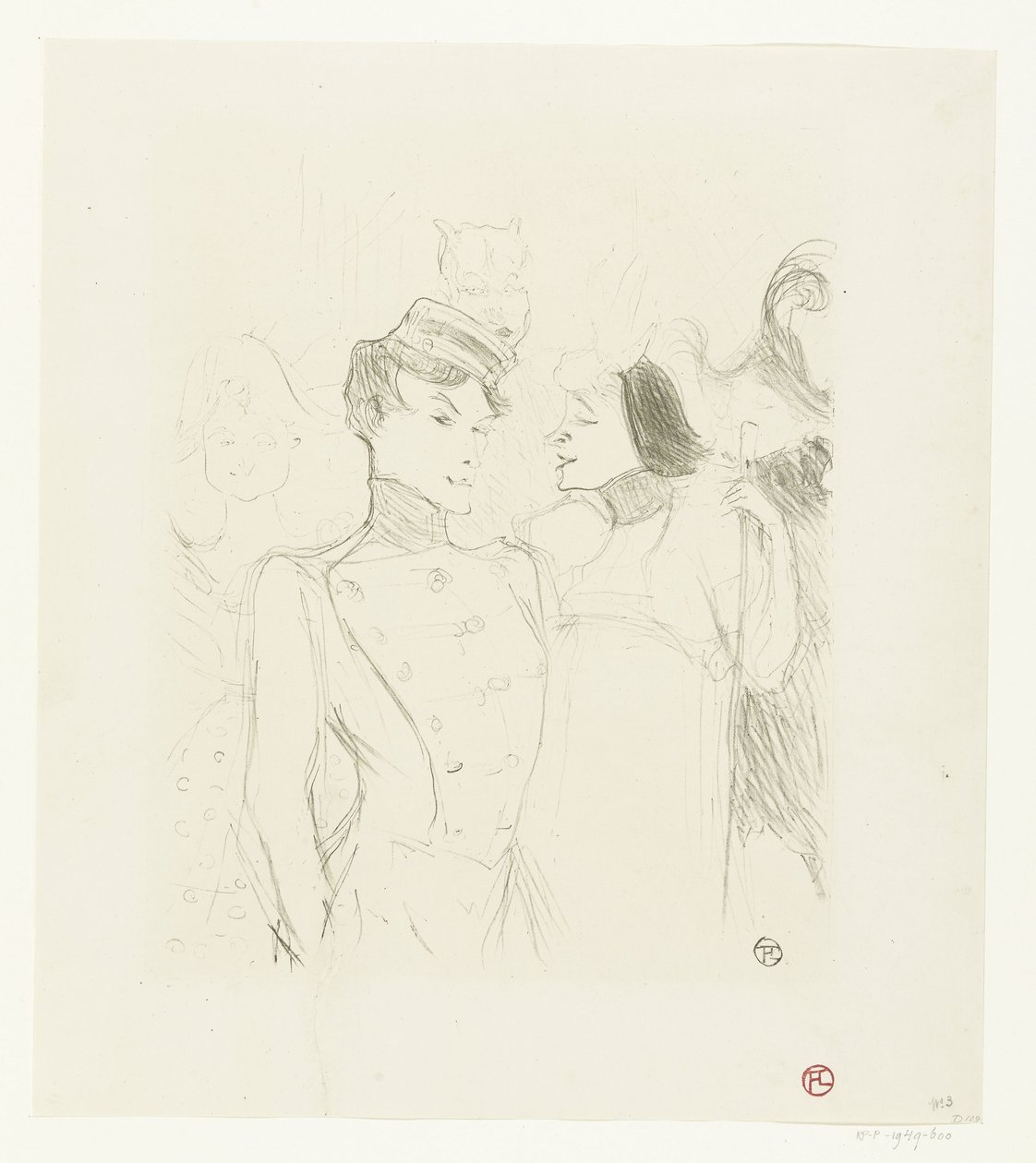 Portret aktorek Marcelle Lender en Eve Lavallière in een revue in het Théâtre des Variétés Pożyczkodawca i Lavalliere autorstwa Henri de Toulouse Lautrec