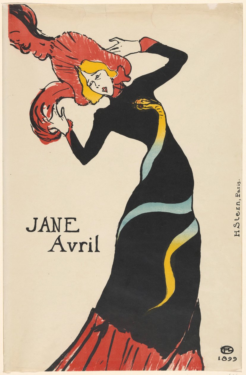 Portret tancerki Jane Avril (Jeanne Beaudon) Jane Avril (tytuł na obiekcie) autorstwa Henri de Toulouse Lautrec
