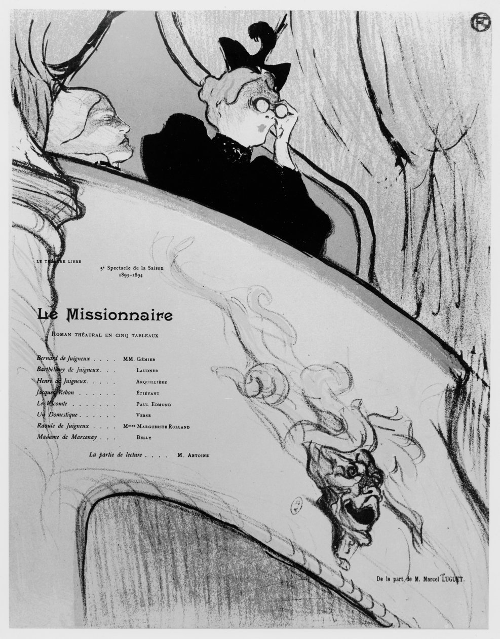 Plakat reklamujący sztukę „Le Missionnaire”, 1893-94 (zob. także 212843) autorstwa Henri de Toulouse Lautrec