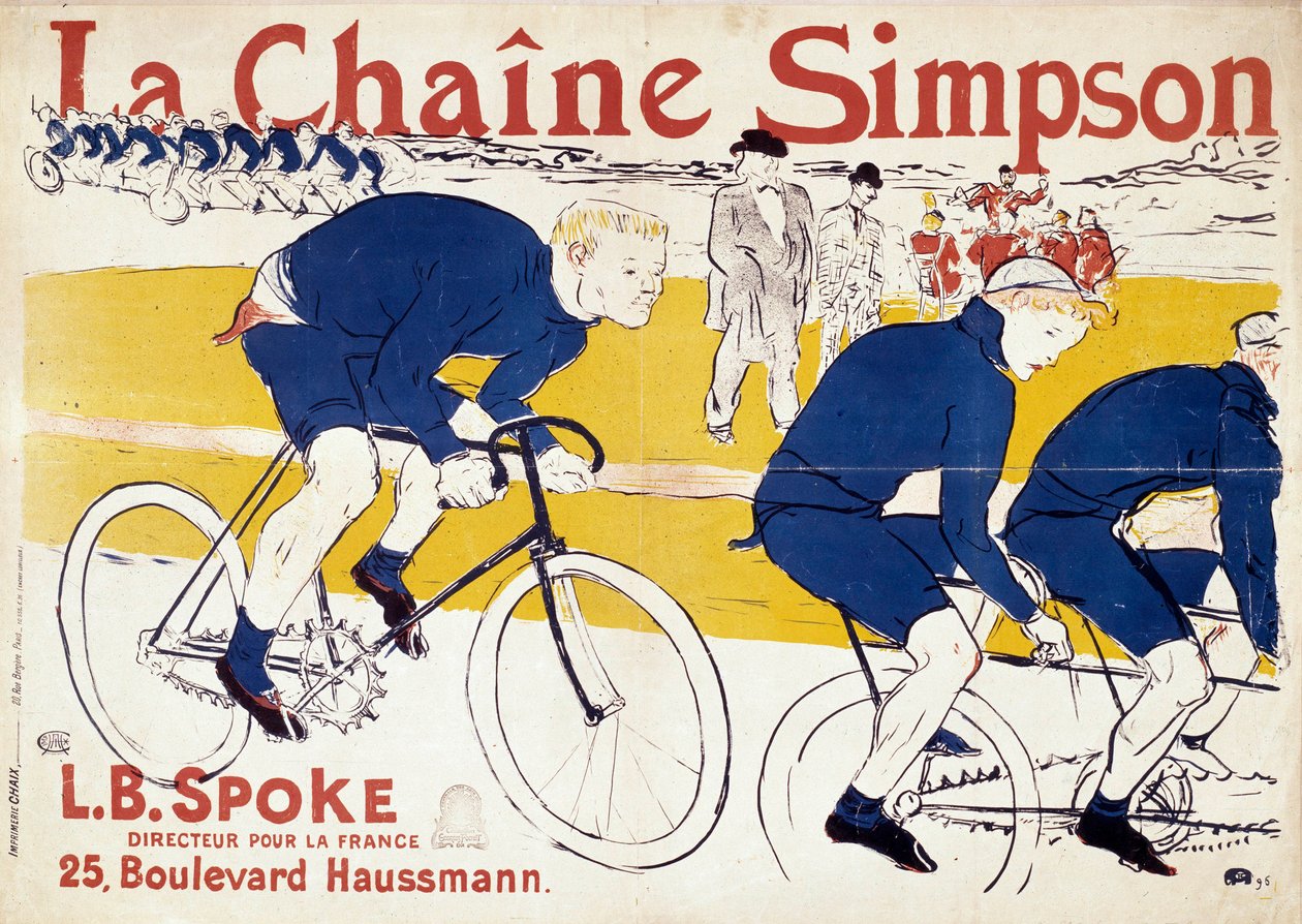 Plakat do łańcuchów rowerowych Simpson. Ilustracja Henri de Toulouse Lautrec (Toulouse-Lautrec) (1864-1901). 19 wiek. Paryż, biblioteka sztuki dekoracyjnej autorstwa Henri de Toulouse Lautrec