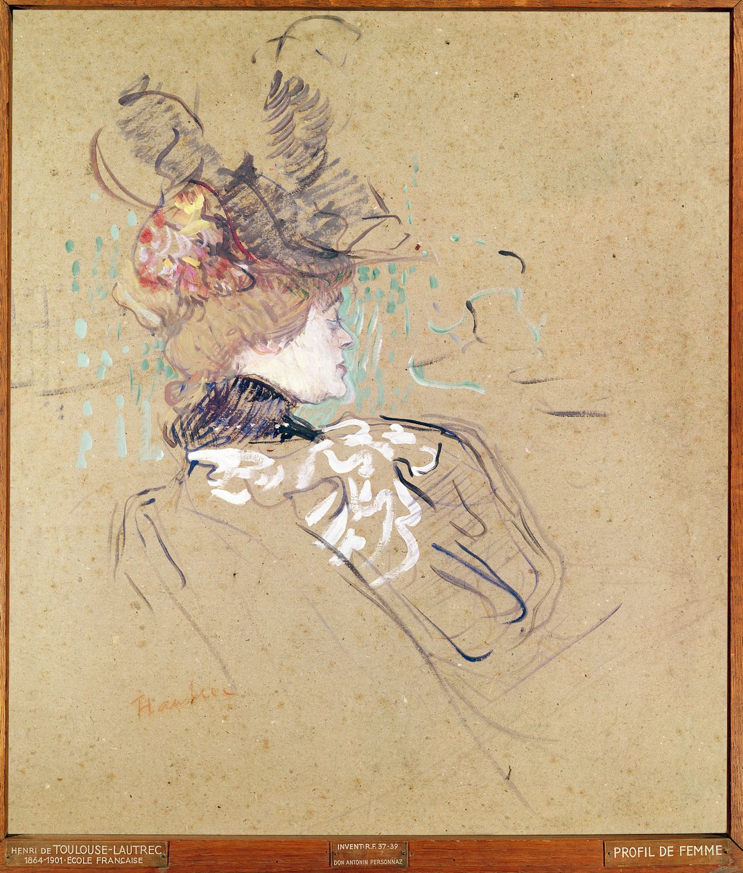Profil kobiety, 1896 (olej na kartonie) autorstwa Henri de Toulouse Lautrec