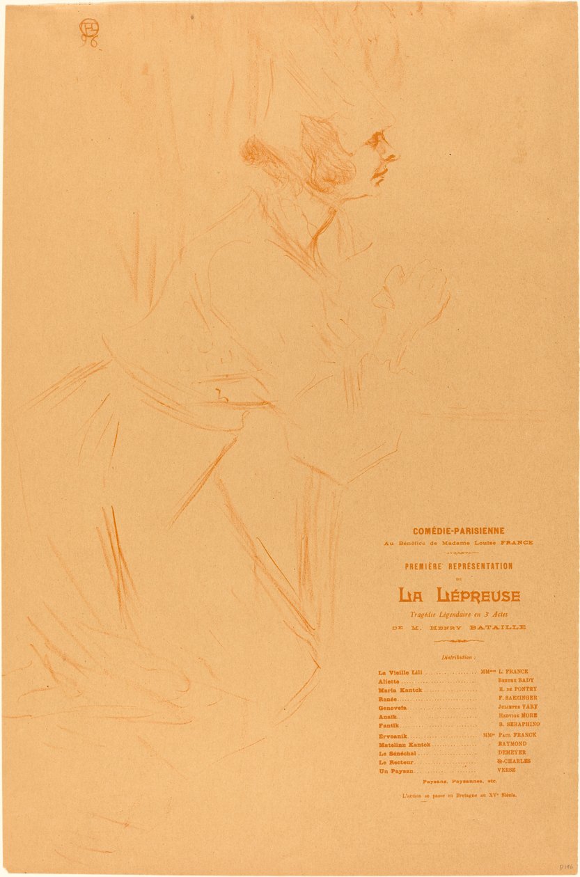 Program dla "La leprosa" autorstwa Henri de Toulouse Lautrec