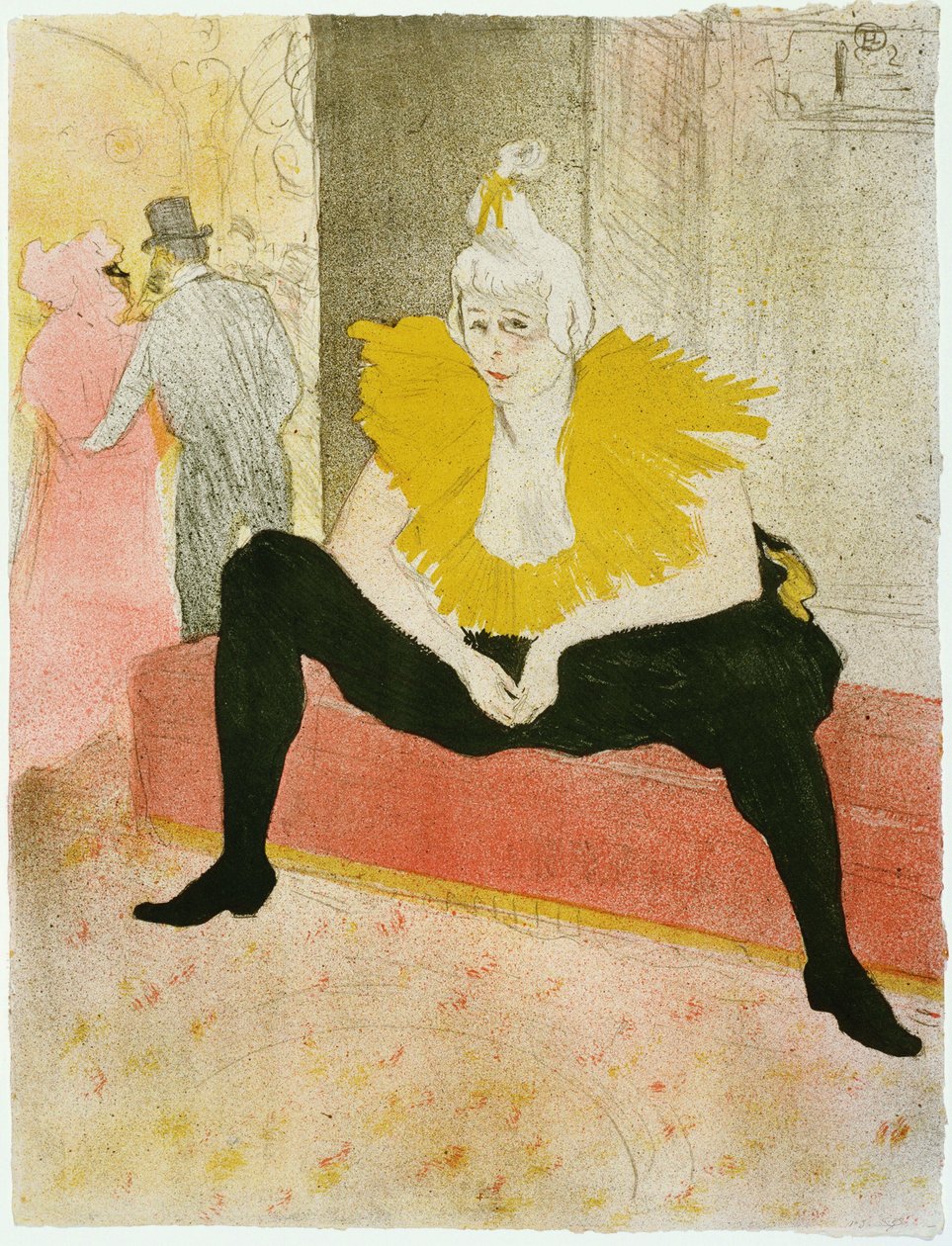 Siedzący błazen (Mademoiselle Cha-u-ka-o) - Oeuvre de Henri de Toulouse Lautrec (Toulouse-Lautrec) (1864-1901) Kolorowa litografia 1896 (c) Museum of Modern Art, Nowy Jork 52x40,3 autorstwa Henri de Toulouse Lautrec