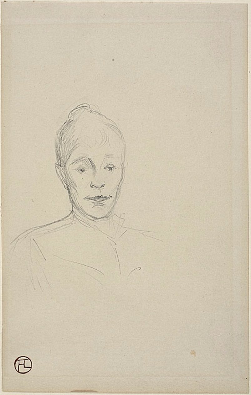 Badanie: Twarz kobiety z wysokim kołnierzem autorstwa Henri de Toulouse Lautrec