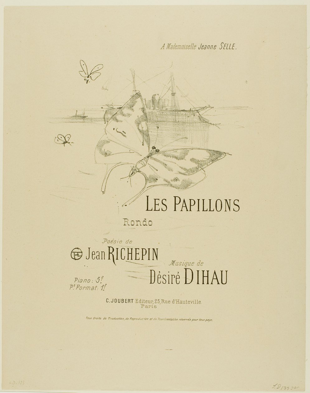Motyle, z Melodii Désiré Dihau autorstwa Henri de Toulouse Lautrec