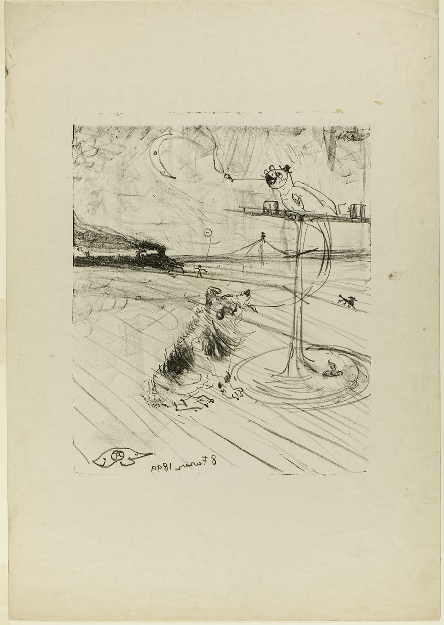 Pies i papuga autorstwa Henri de Toulouse Lautrec