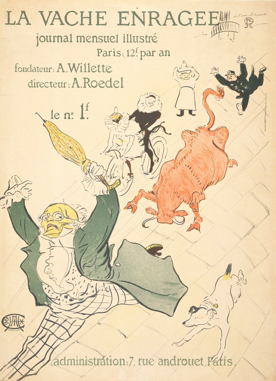 Rozwścieczona krowa, 1896 autorstwa Henri de Toulouse Lautrec