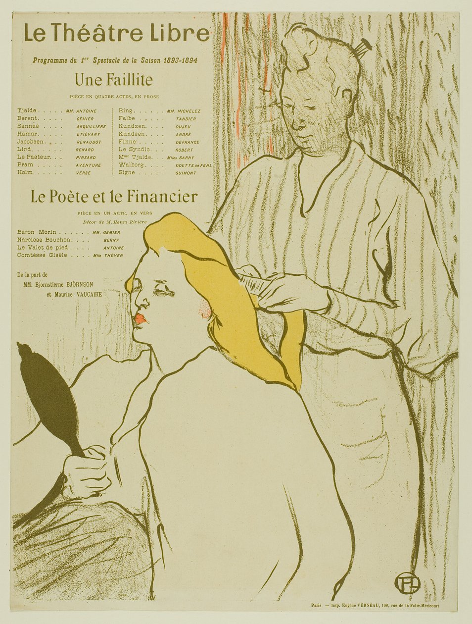 Fryzjer, program dla Théâtre Libre autorstwa Henri de Toulouse Lautrec