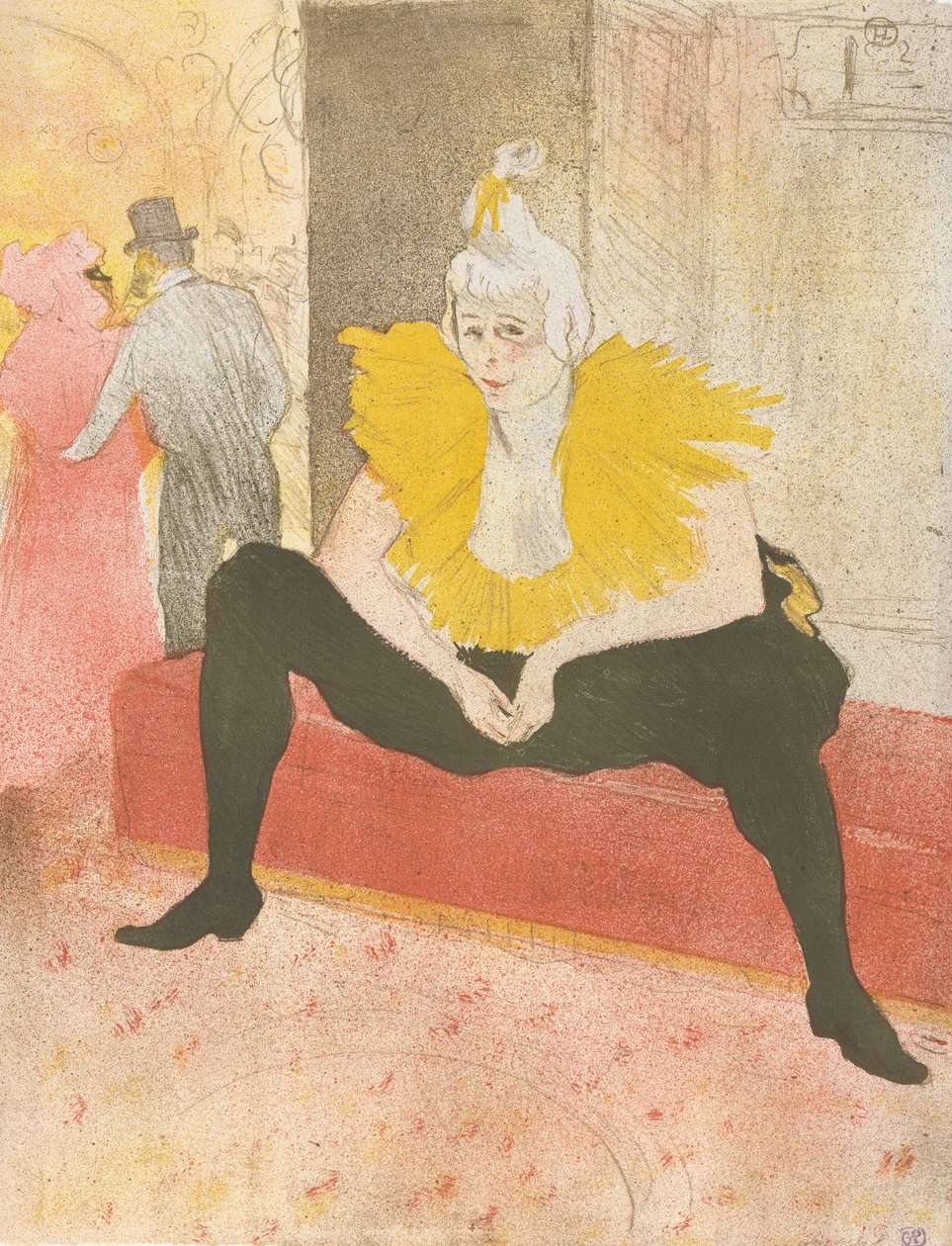Siedząca błazenka Mademoiselle Cha-u-ka-o z serii Elles, 1896., 1896. autorstwa Henri de Toulouse Lautrec