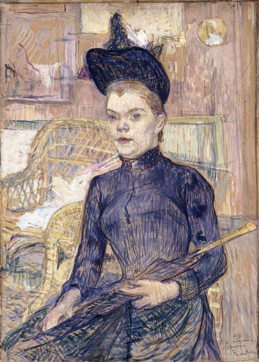 Kobieta w czarnym kapeluszu, Głucha Berthe, 1890 autorstwa Henri de Toulouse Lautrec