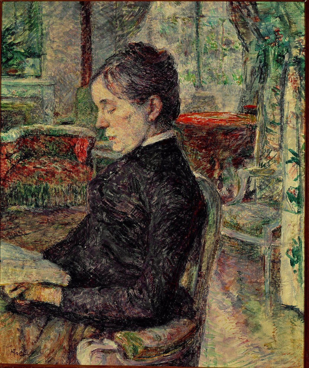 Matka malarza w Salonie w Malrome. Obraz Henri de Toulouse-Lautreca (Toulouse Lautrec autorstwa Henri de Toulouse Lautrec