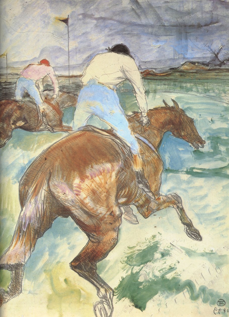 Jockey w jego naturalnym środowisku autorstwa Henri de Toulouse Lautrec