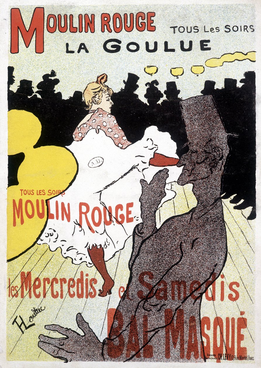 Plakat Toulouse Lautrec dla Moulin Rouge i La Goulue autorstwa Henri de Toulouse Lautrec