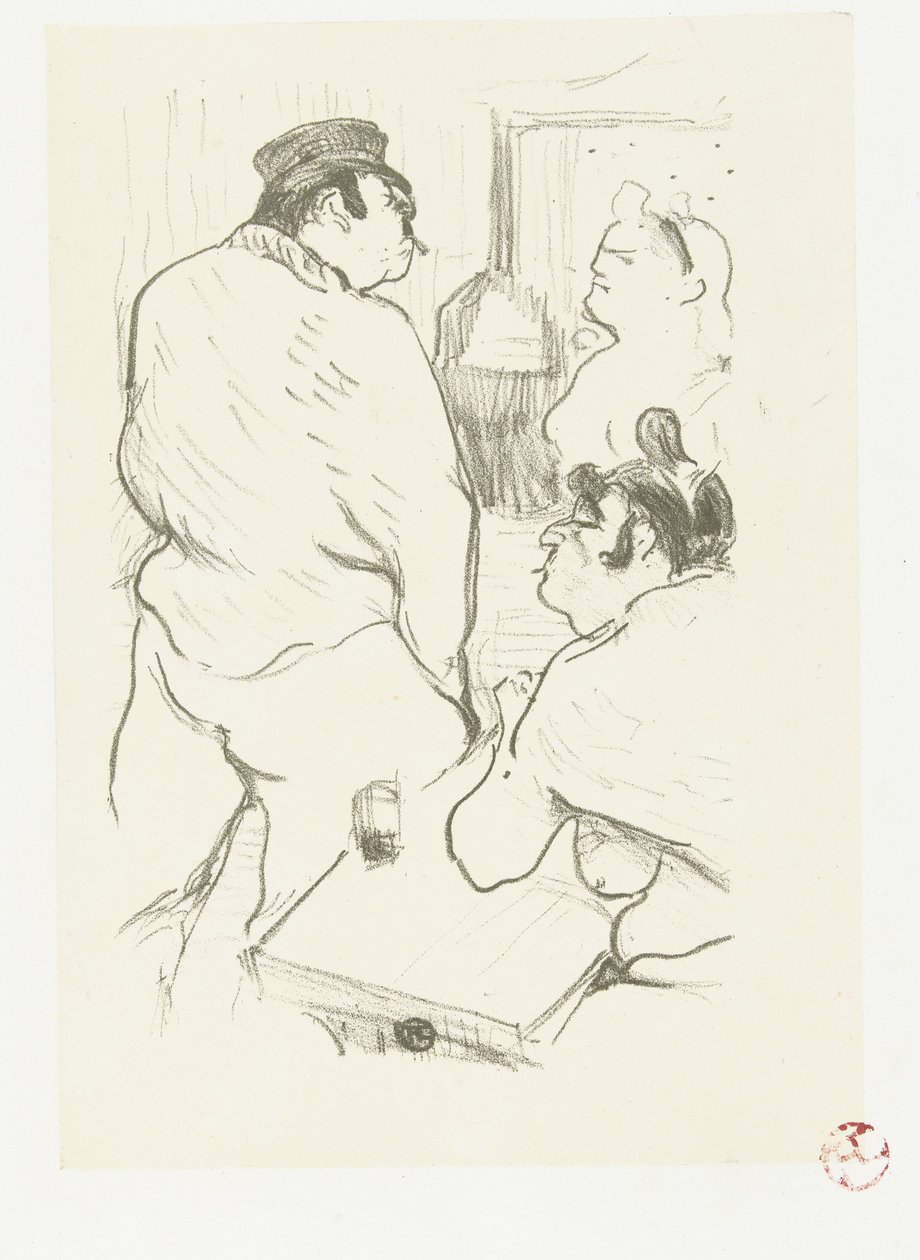 Dwie kobiety i mężczyzna w burdelu La Terror de Grenelle autorstwa Henri de Toulouse Lautrec
