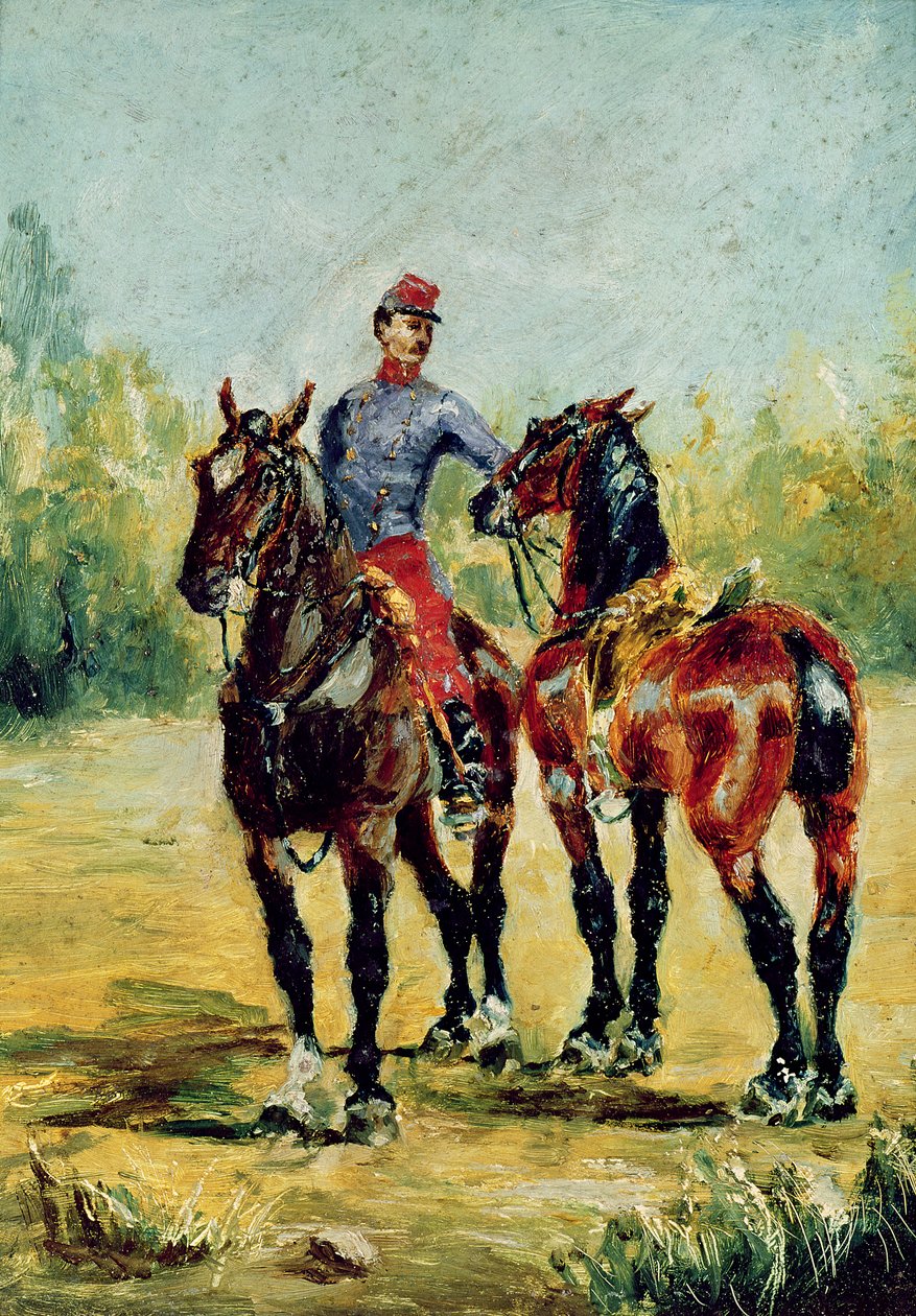 Dwa konie i pan młody, 1880 autorstwa Henri de Toulouse Lautrec