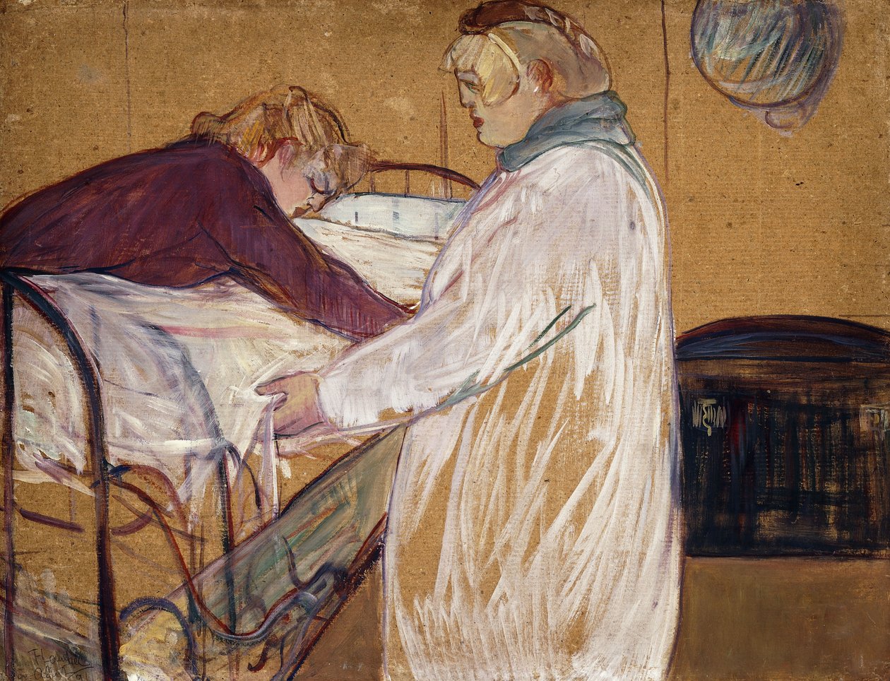 Dwie kobiety co ich łóżko; Dwie kobiety ścielejące łóżko, 1891 autorstwa Henri de Toulouse Lautrec