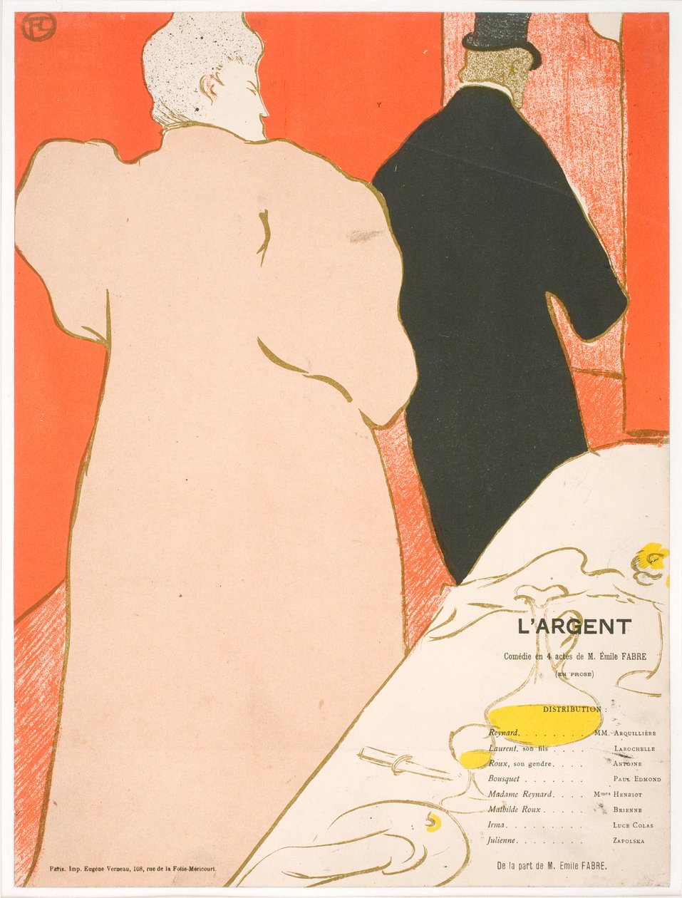 Dżentelmen i dama, program dla pieniędzy autorstwa Henri de Toulouse Lautrec