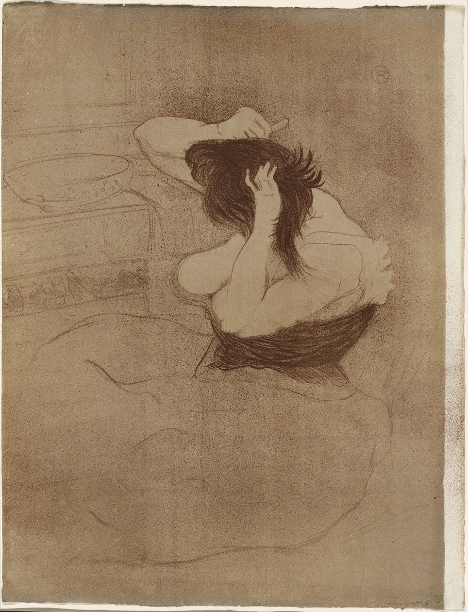 Kobieta czesząca włosy – La Coiffure, płyta siódma z Elles autorstwa Henri de Toulouse Lautrec