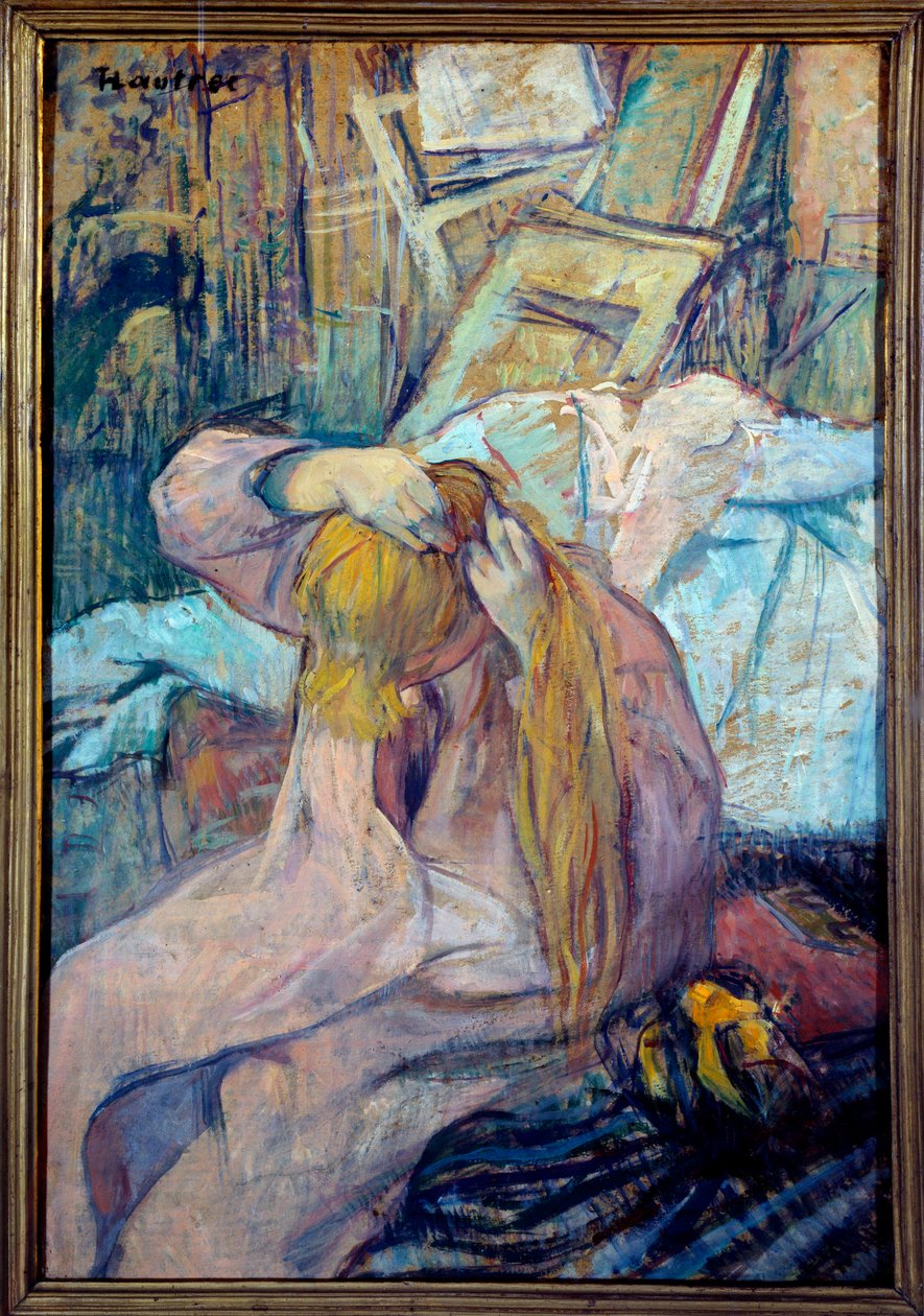 Kobieta ubierająca Olej na tekturze Henri de Toulouse Lautrec (1864-1901) 1891 Ndz. 0,3x0,44 m Paryż, musee d