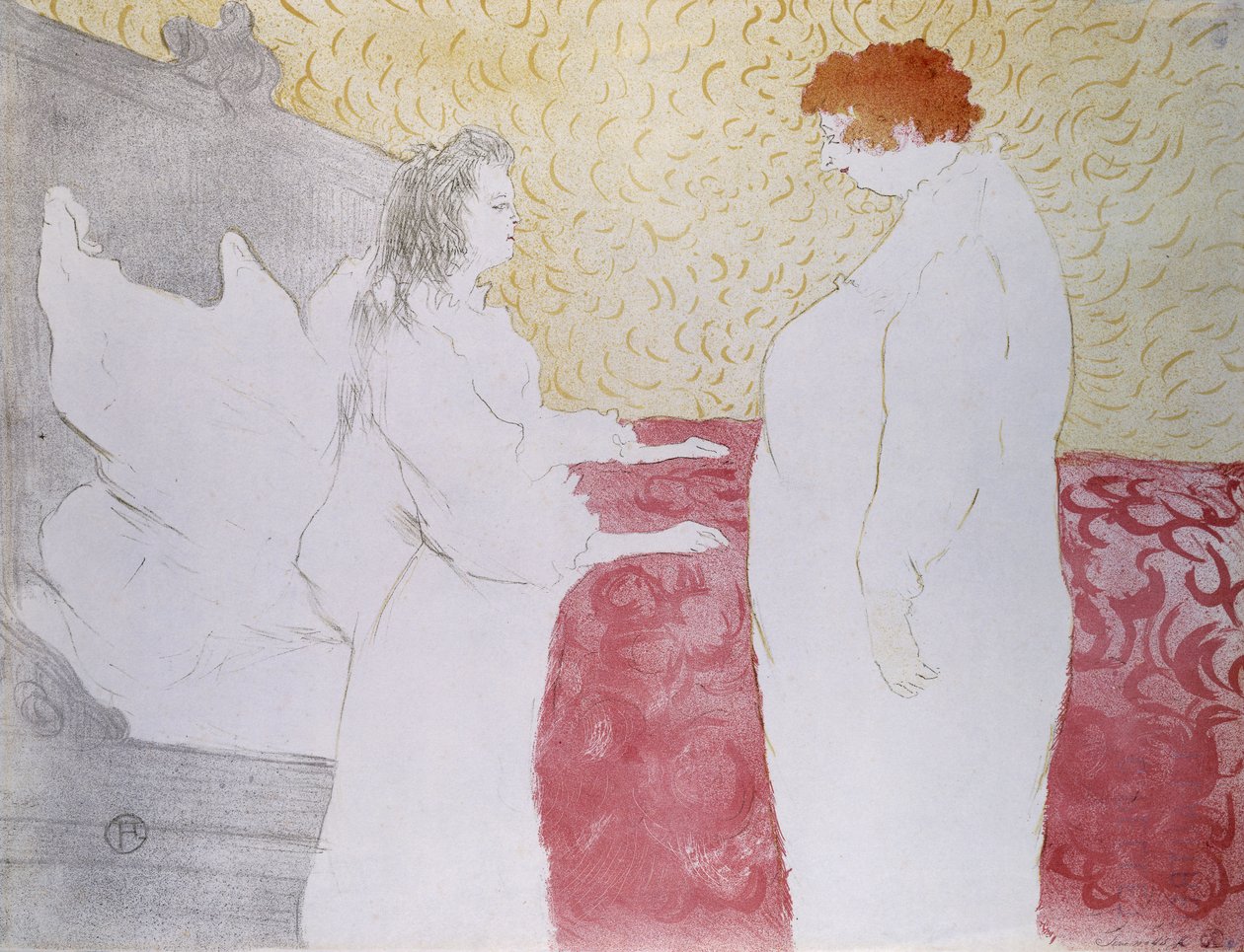 Kobieta w łóżku, profil - mała dźwignia, od Elles; Kobieta w łóżku, profil - przy dźwigni Petit, z Elles, 1896 autorstwa Henri de Toulouse Lautrec