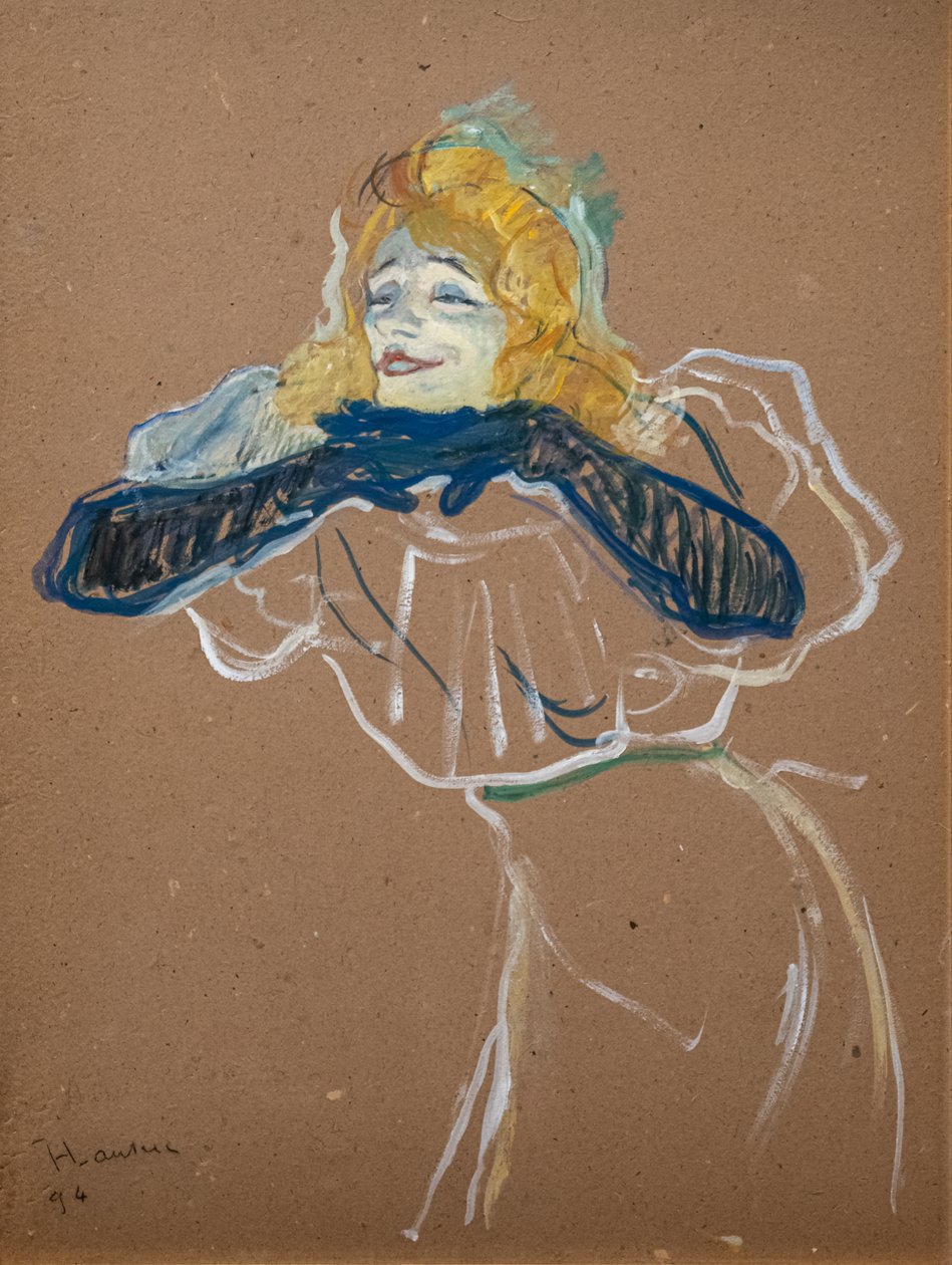 Yvette Guilbert śpiewa „Linger, Longer, Loo” 1894 (olej na tekturze) autorstwa Henri de Toulouse Lautrec