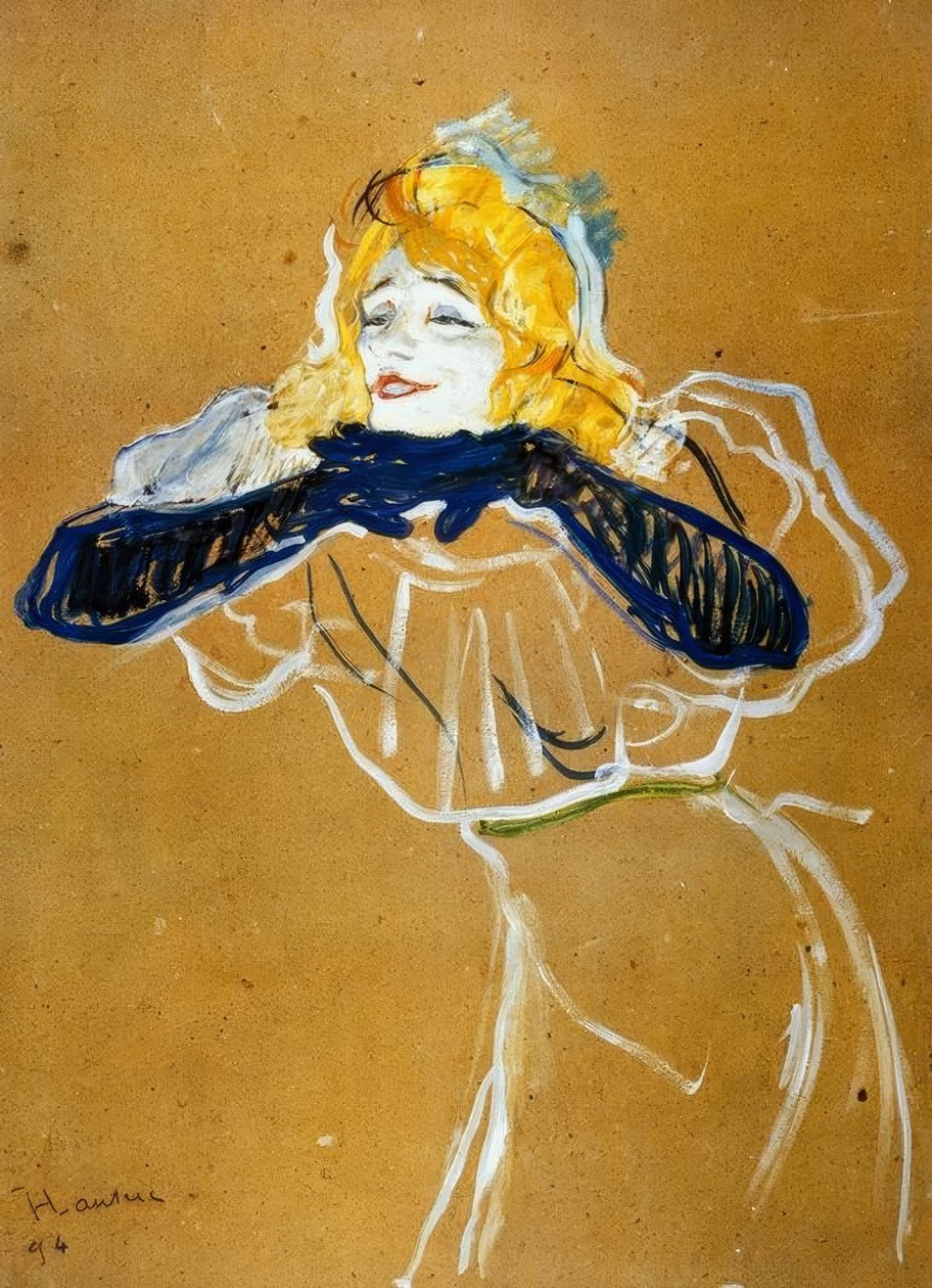 Yvette Guilbert śpiewa Linger Longer Loo autorstwa Henri de Toulouse Lautrec