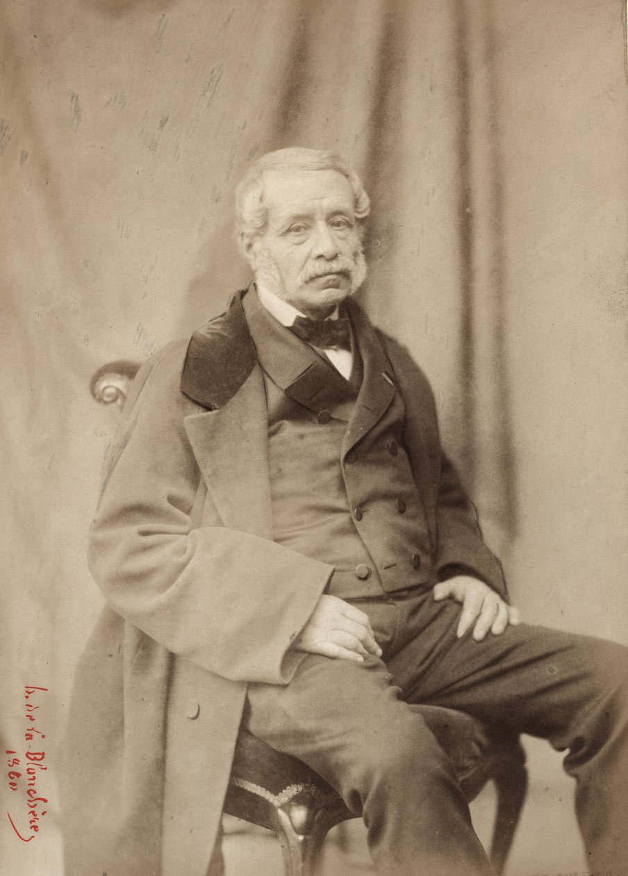 Mgła, fotografia Henri de la Blanchere (1821-1880), 39 boulevard des Capucines Paris w 1839 (zdjęcie czarno-białe) autorstwa Henri de la Blanchere