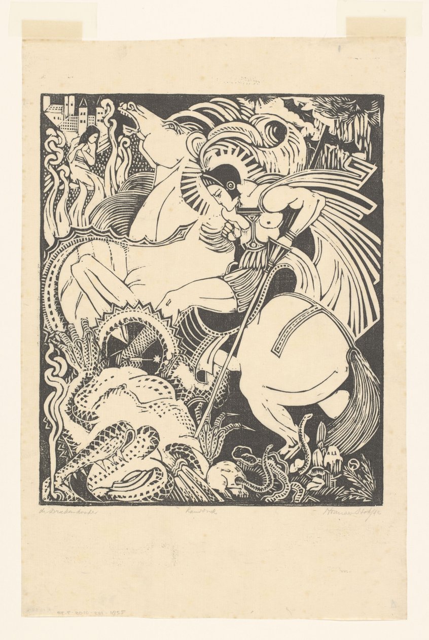 De Drakendooder (oryginalny tytuł na obiekcie) autorstwa Henri van der Stok (signed by artist)
