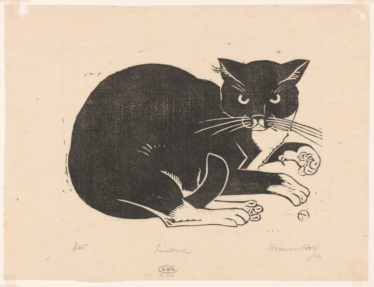 Kat (oryginalny tytuł na obiekcie) autorstwa Henri van der Stok (signed by artist)