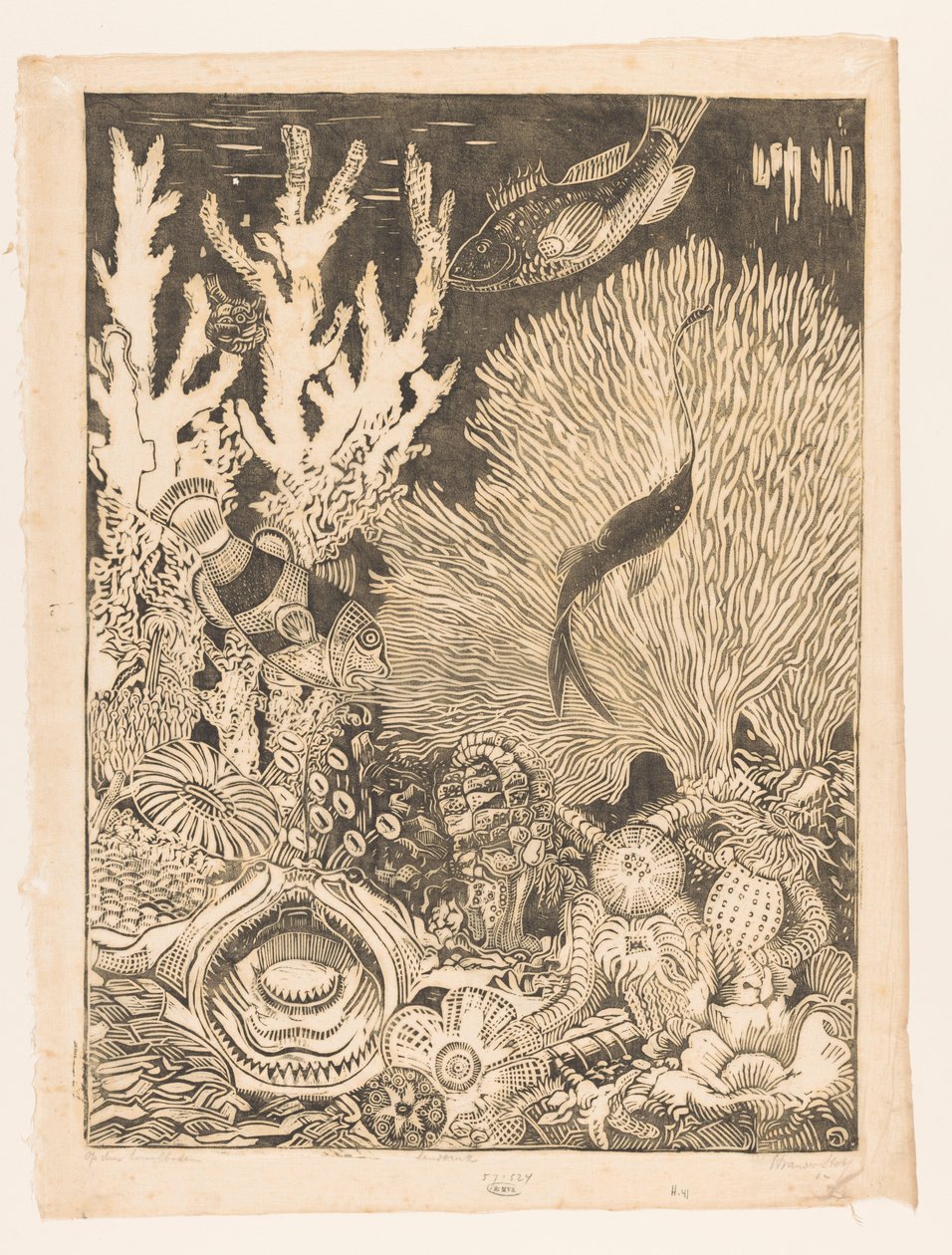 Na koralowym dnie (oryginalny tytuł na obiekcie) autorstwa Henri van der Stok (signed by artist)