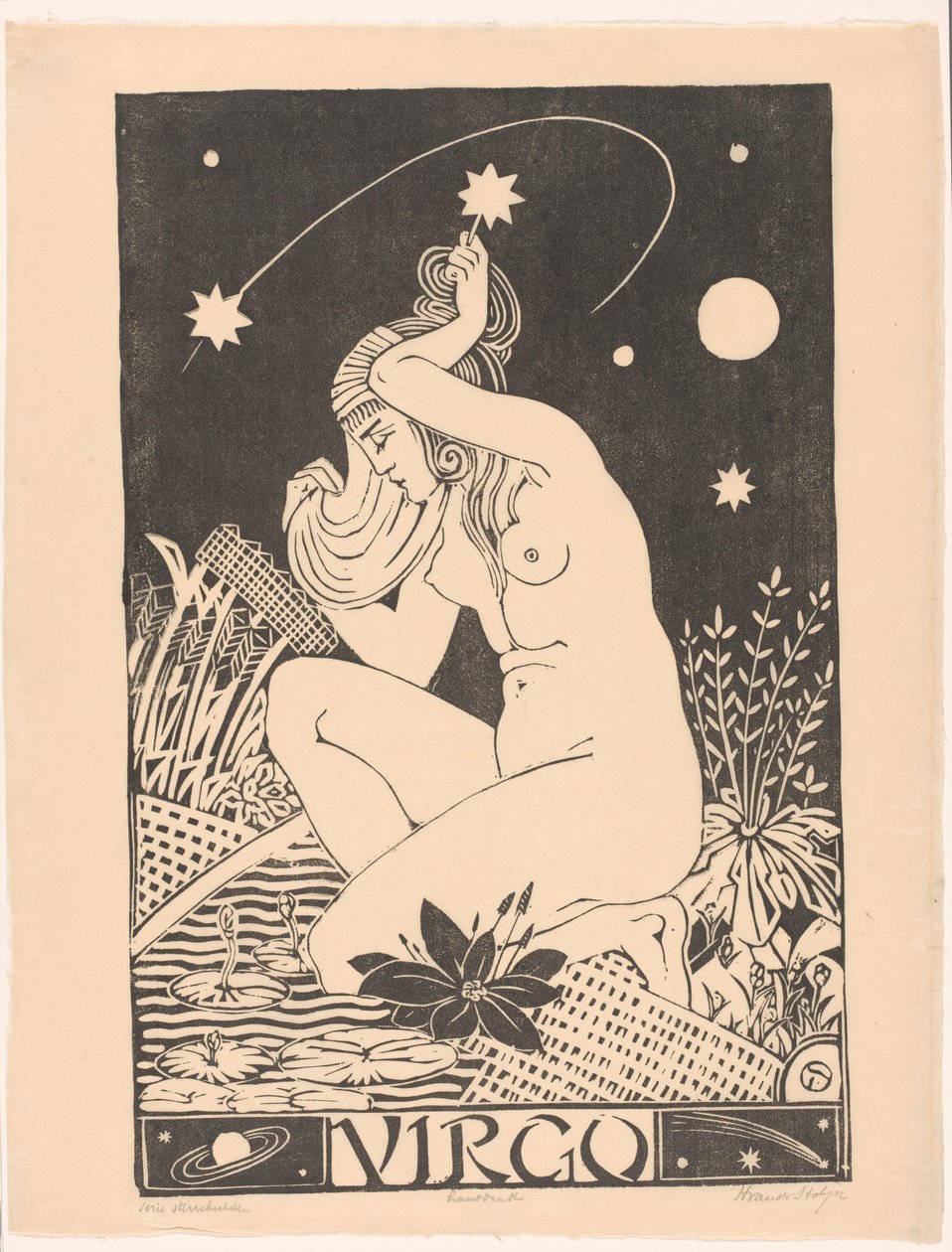 Znak zodiaku Panna Panna (tytuł na obiekcie) autorstwa Henri van der Stok (signed by artist)