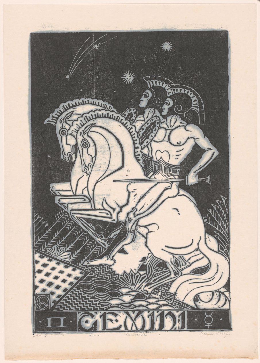 Znak zodiaku Bliźnięta Bliźnięta (tytuł na obiekcie) autorstwa Henri van der Stok (signed by artist)