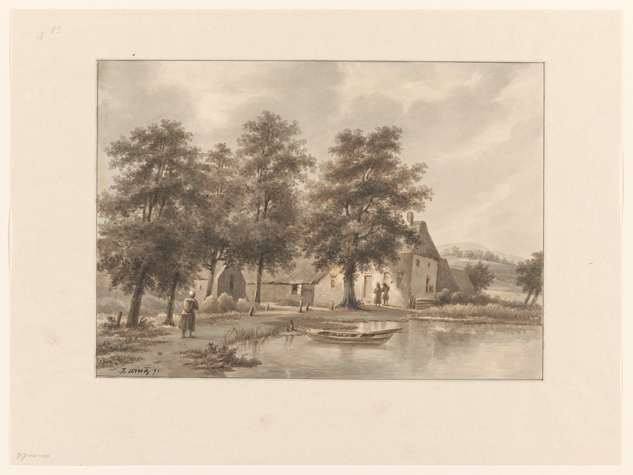 Widok na farmę na wodzie autorstwa Henricus Franciscus Wiertz (signed by artist)