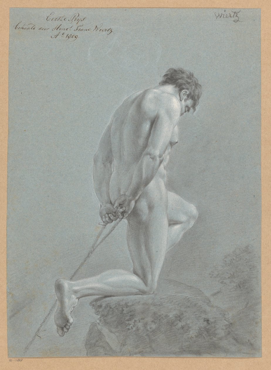 Klęczący akt męski, widok z boku (I nagroda 1809) autorstwa Henricus Franciscus Wiertz