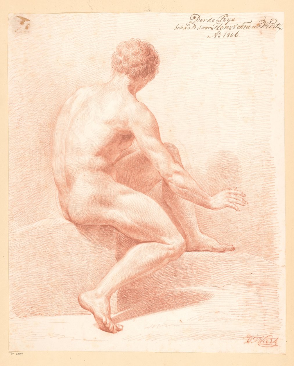 Siedzący akt męski, widziany z tyłu (3. nagroda 1806) autorstwa Henricus Franciscus Wiertz