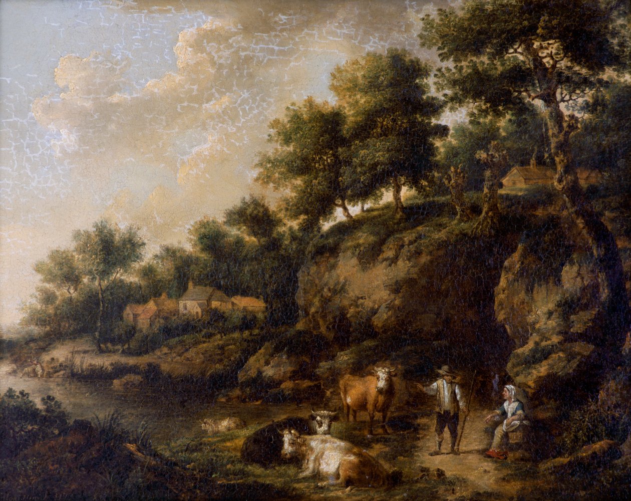 „Krajobraz z pasterzem”, XVIII wiek autorstwa Henricus Josephus Antoniessen